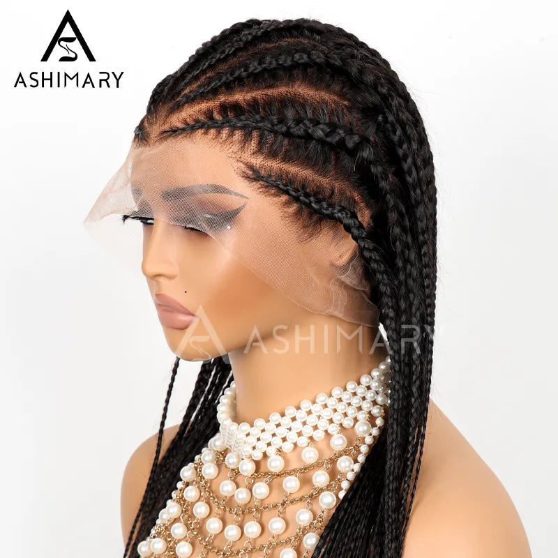 Full Lace Human Hair Micro Braids Wig Ashimary Goddess Braids 180% Density