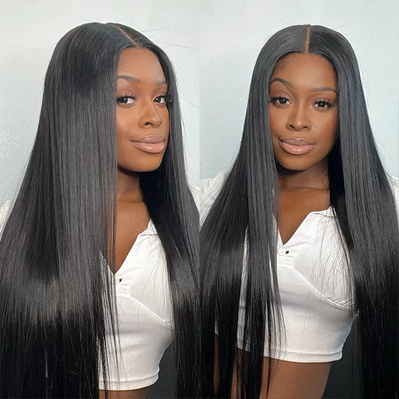 Full Lace Frontal with Invisi Strap Part Anywhere Classic Silky Straight Skin Lace Human Hair Wigs