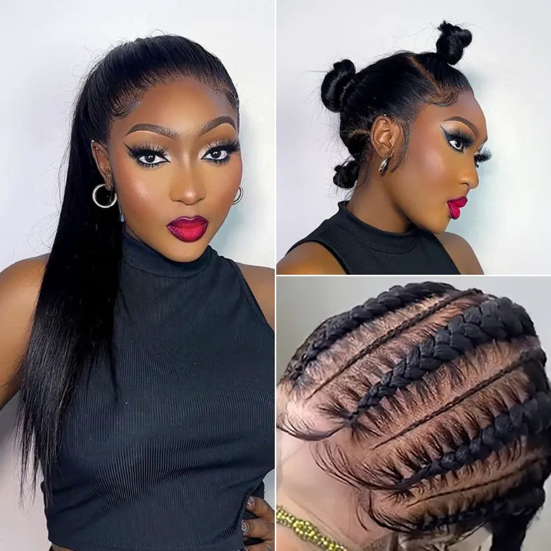 Full Lace Frontal with Invisi Strap Part Anywhere Classic Silky Straight Skin Lace Human Hair Wigs