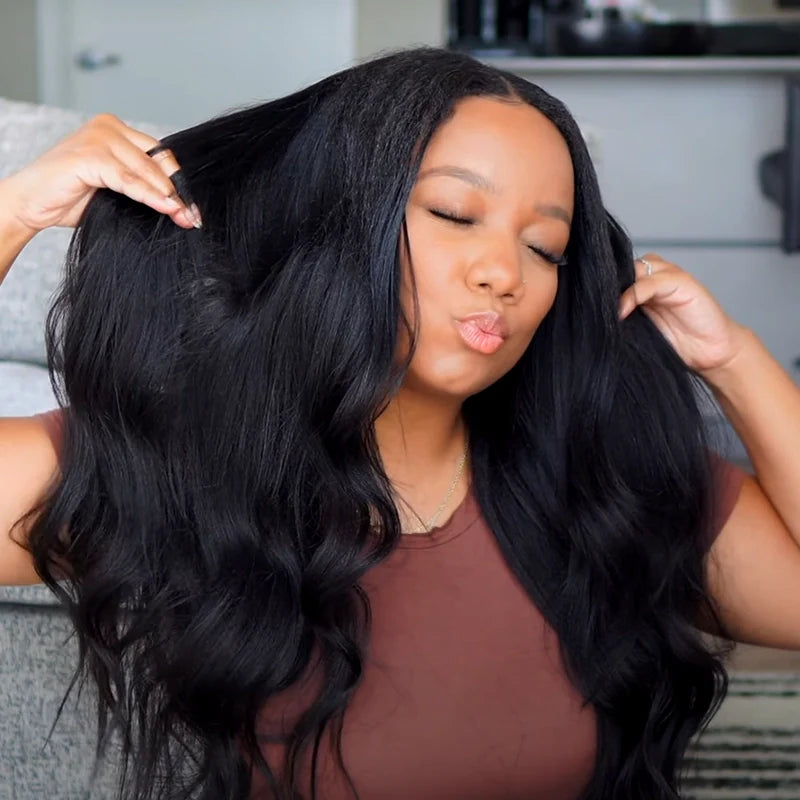 Pull Go Wig | Beginner Friendly Natural Scalp Curly Human Hair Upgrade Thin Part Wig Without Leave Out