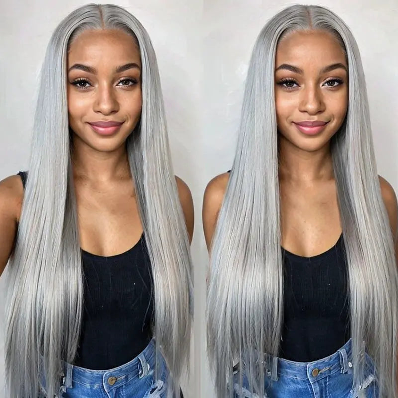 Grey Lace Front Wig 13x6 Transparent Hd 13x4 Lace Frontal Bone Straight Wig Ashimary Human Hair