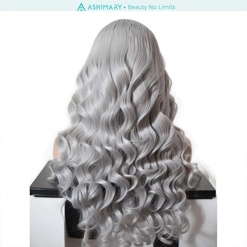 Grey Lace Front Wig Transparent Lace Body Wave Wig Ashimary Human Hair
