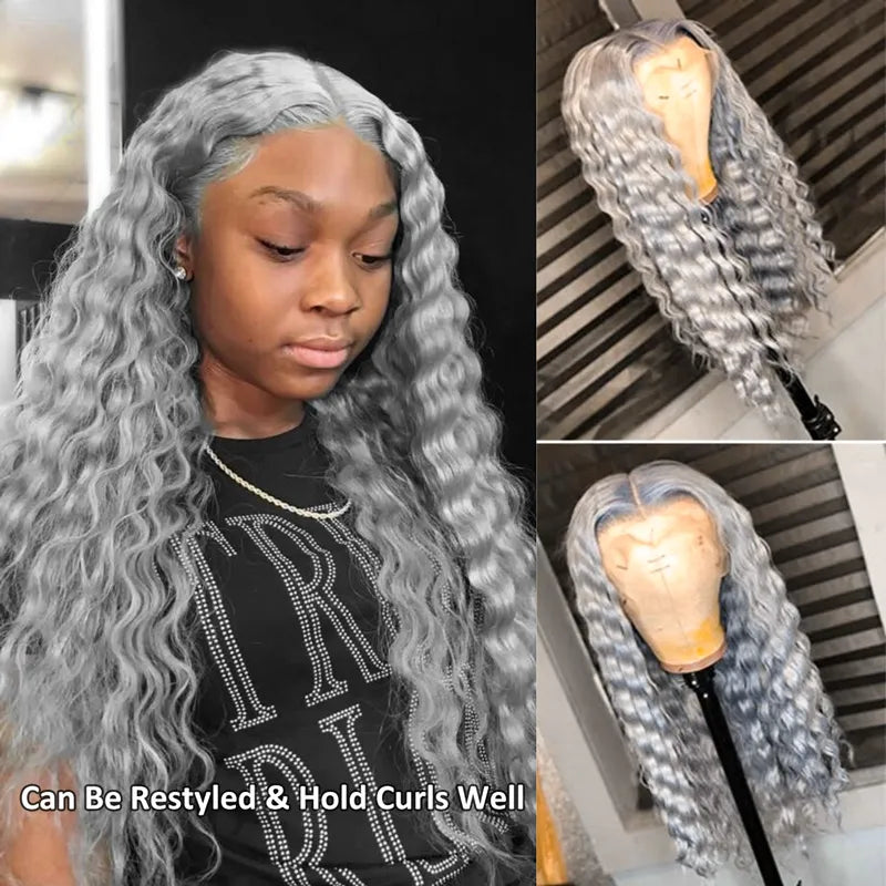 Grey Lace Front Wig Transparent Lace Body Wave Wig Ashimary Human Hair