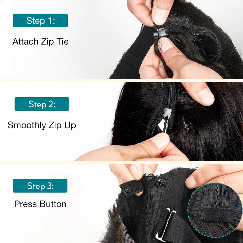 Ashimary PairUp Zippable Wig Highlight Body Wave Optional Replaceable Zip Lace Top 2 in 1