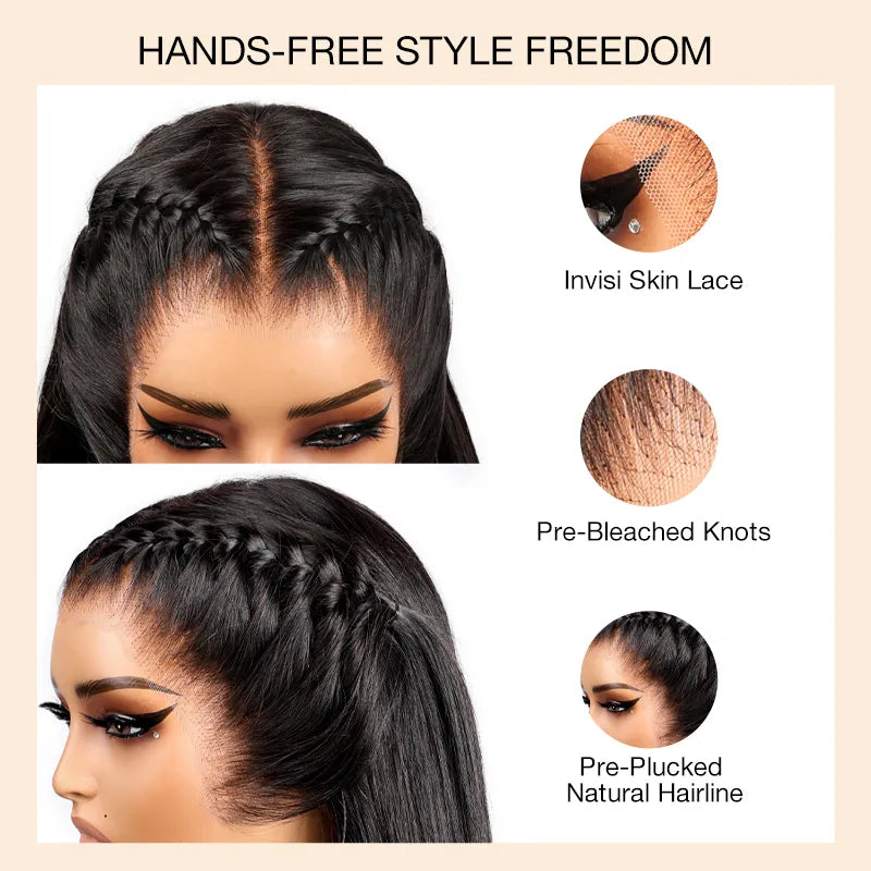 Ashimary PairUp Zippable Wig Highlight Straight Pre-Cut Lace Wig With Optional Replaceable Zip Lace Top 4 in 1