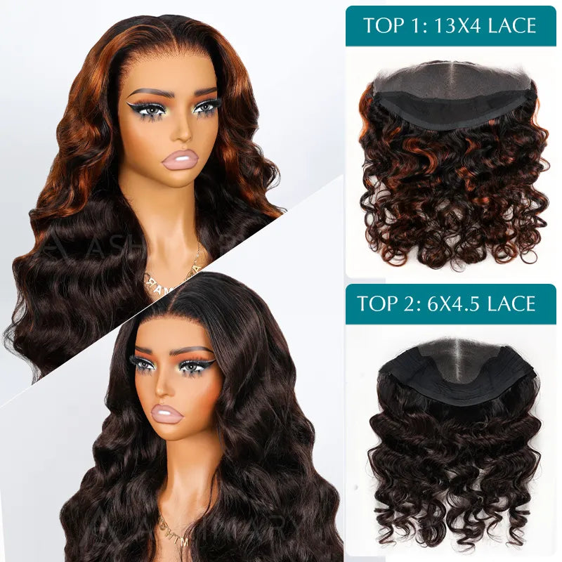 Ashimary PairUp Zippable Wig Body Wave Black Ombre Brown Optional Replaceable Zip Lace Top 2 in 1