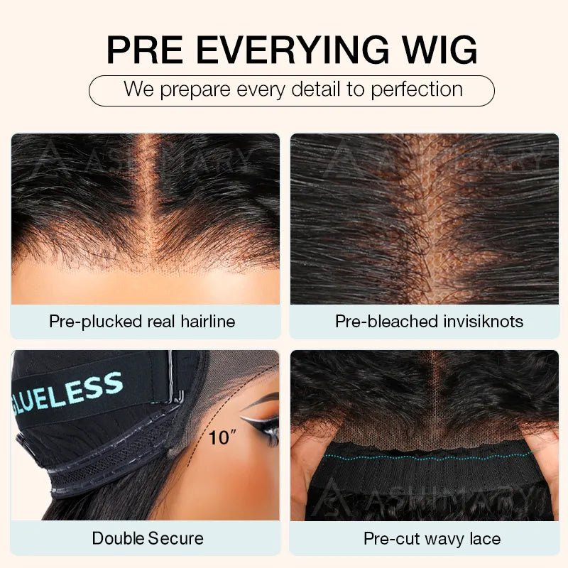 Ashimary Water Wave 10x6 Parting Max Glueless Bye Bye Knots Wig Pre Cut Lace Wigs