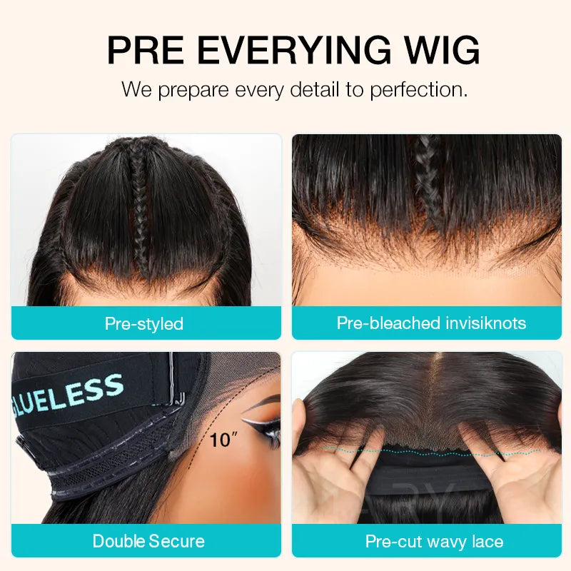 Pre-Braided Glueless Put On & Go 10x6 Parting Max Lace Frontal Wig Advance Baby Hair Pre-Everything Human Hair Braids Straight Hairstyle