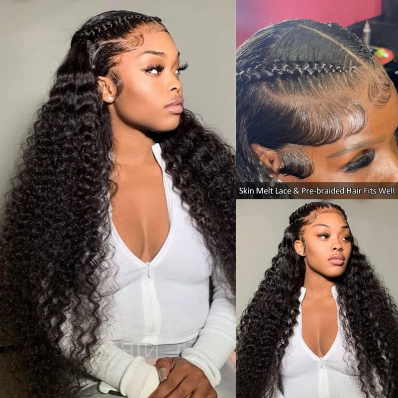 Pre Braid with Pre Baby Hair 10x6 Parting Max Pre Cut Transparent Lace Frontal Glueless Water Wave Wig Put On & Go Human Hair