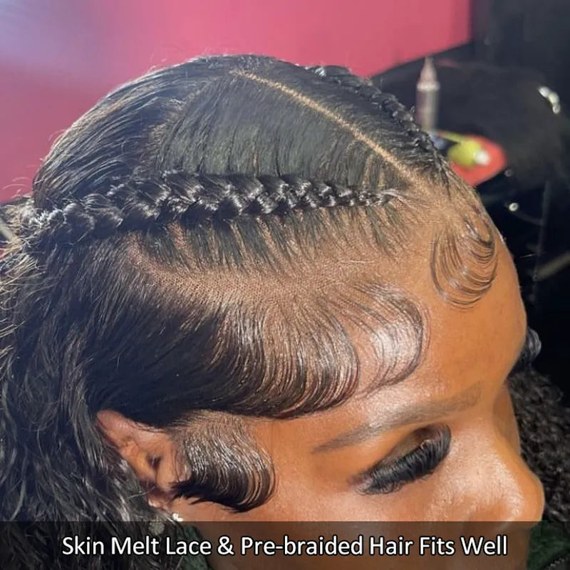 Pre Braid with Pre Baby Hair 10x6 Parting Max Pre Cut Transparent Lace Frontal Glueless Water Wave Wig Put On & Go Human Hair
