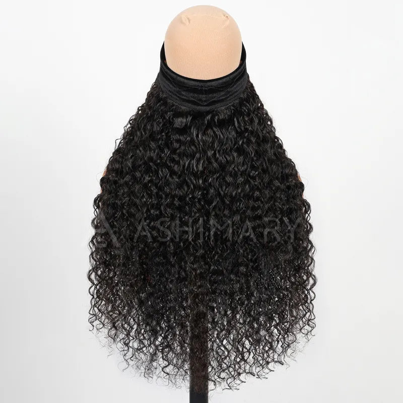 Ashimary Quick-Fix Velcro Water Wave Half Wig Human Hair Easy Wear & Style