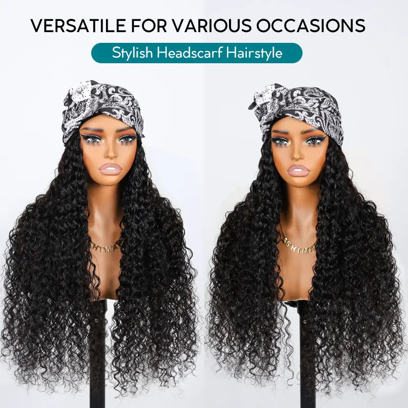 Ashimary Quick-Fix Velcro Water Wave Half Wig Human Hair Easy Wear & Style
