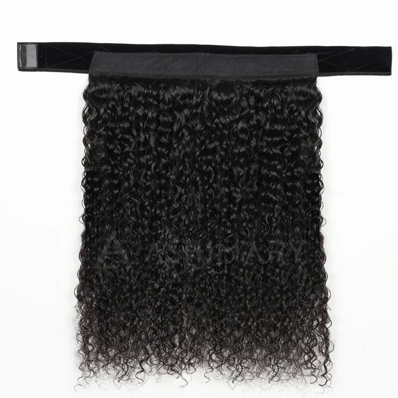 Ashimary Quick-Fix Velcro Water Wave Half Wig Human Hair Easy Wear & Style