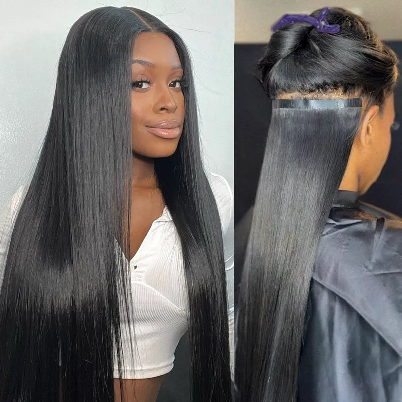 Straight / Kinky Curly / Yaki Straight Seamless Clip-in Hair Extensions Real Human Hair Pieces 140g 9pcs / 7pcs DIY Tape-in Extensions with Free Gifts