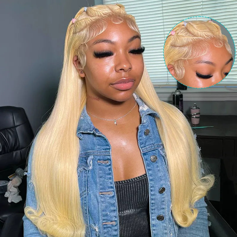 Blonde 613 Straight Parting Max Full Lace Frontal Invisi-Strap Human Hair Wig