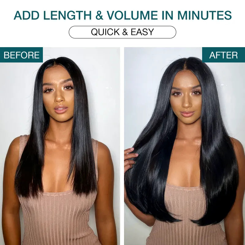 Straight / Kinky Curly / Yaki Straight Seamless Clip-in Hair Extensions Real Human Hair Pieces 140g 9pcs / 7pcs DIY Tape-in Extensions with Free Gifts