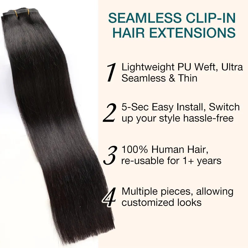 Straight / Kinky Curly / Yaki Straight Seamless Clip-in Hair Extensions Real Human Hair Pieces 140g 9pcs / 7pcs DIY Tape-in Extensions with Free Gifts