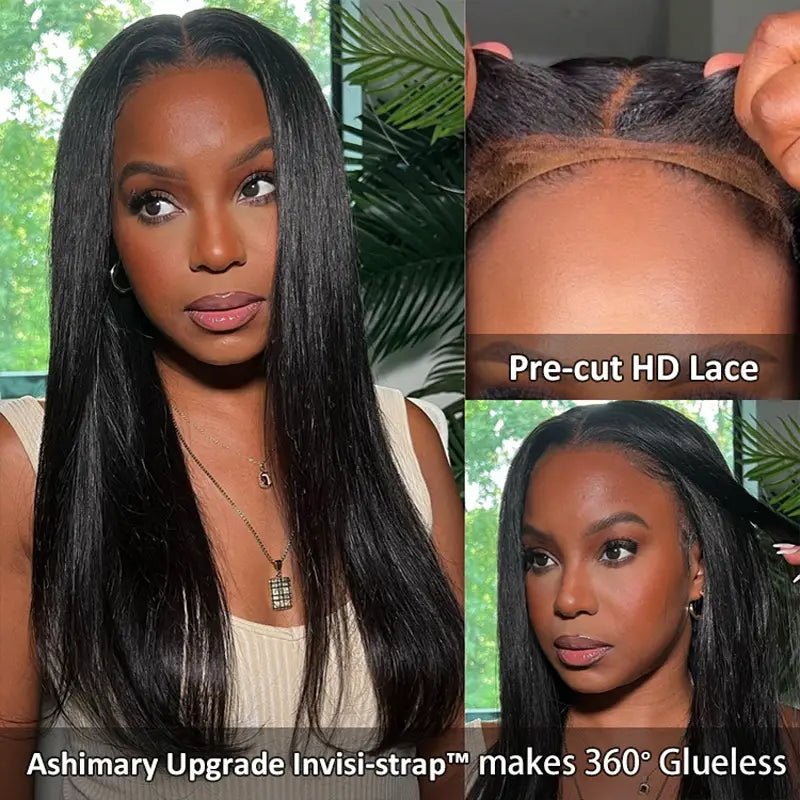 Silky Straight Invisi Strap Snug Fit 360 Transparent Lace Frontal Bleached Knots Pre Cut Lace Optional Wig