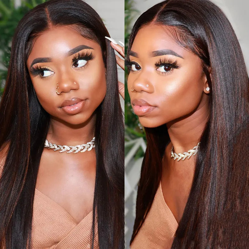 Highlight Straight Invisi Strap Cozy Snug Fit 360 Skin Lace Pre Everthing 360 Lace Frontal Glueless Human Hair Wig