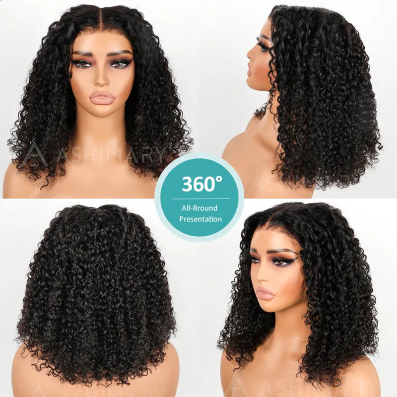 Ashimary Finger Coily 10x6 3D Dome Cap Pre-Bleached & Pre-Cut Lace Human Hair Wig