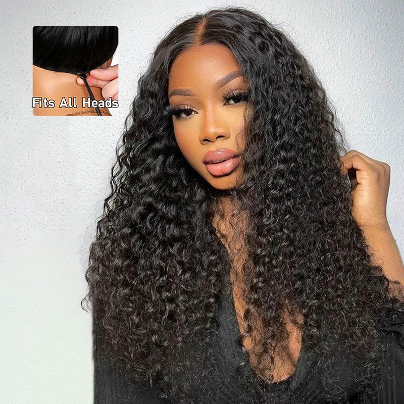 Pull Go Wig | 10A Glueless V Part Wig Beginner Friendly Natural Scalp Thick Curl Human Hair Upgrade U part Wig