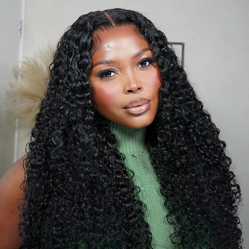 Pull Go Wig | 10A Glueless V Part Wig Beginner Friendly Natural Scalp Thick Curl Human Hair Upgrade U part Wig