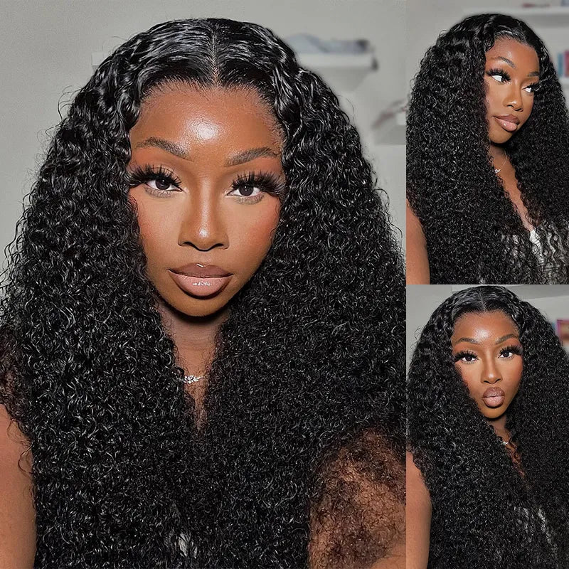 Pull Go Wig | 10A Glueless V Part Wig Beginner Friendly Natural Scalp Thick Curl Human Hair Upgrade U part Wig