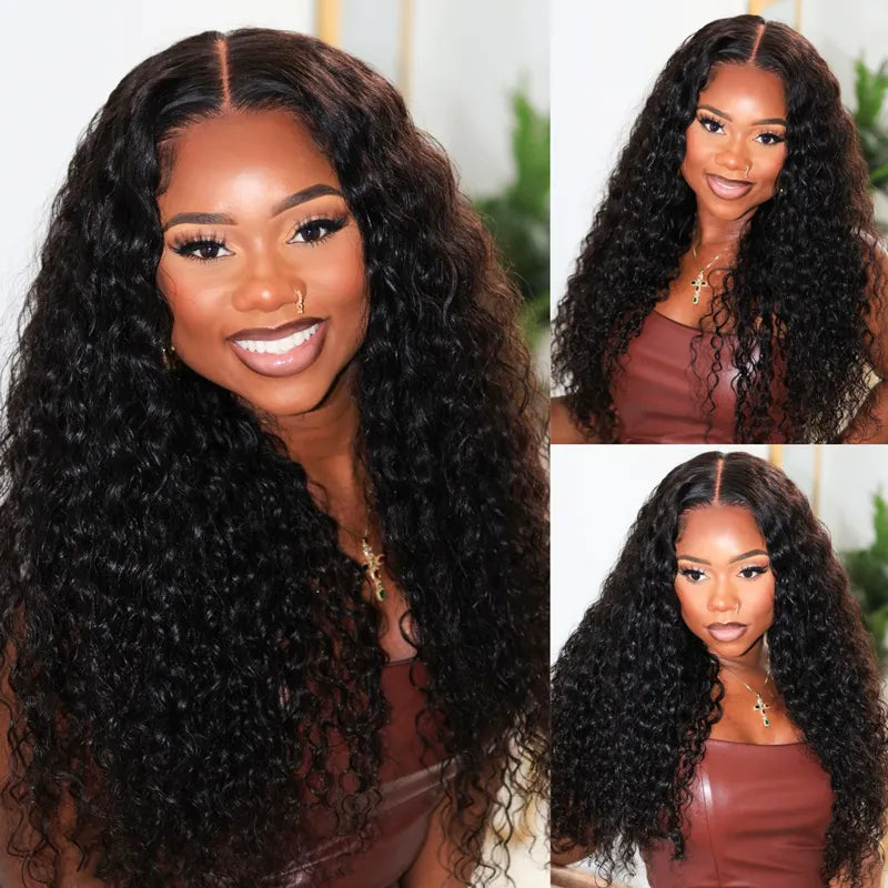 Ashimary Water Wave Glueless 5x5 HD Transparent Closure Wig Brazilian Human Hair Wig Natural Color