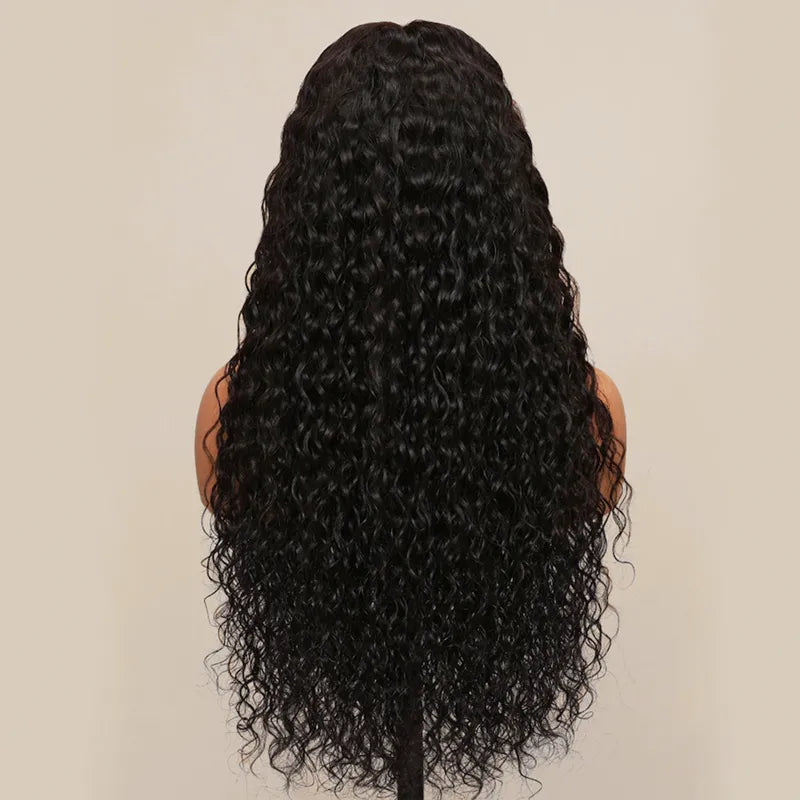 Ashimary Water Wave Glueless 5x5 HD Transparent Closure Wig Brazilian Human Hair Wig Natural Color