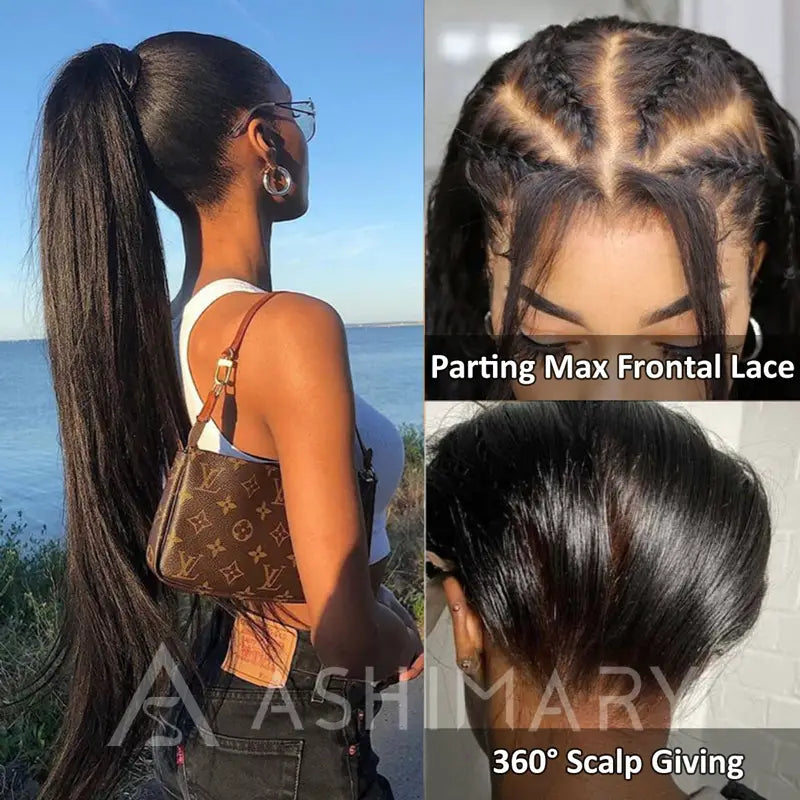 Light Yaki Straight Invisi Strap Snug Fit 360 Transparent Lace Frontal Bleached Knots Pre Cut Lace Wig Natural Color