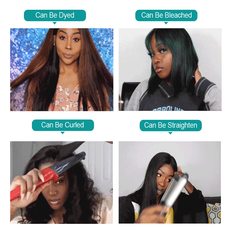 Short Straight Bob Double Drawn High Density Transparent Lace Frontal Wigs Human Hair