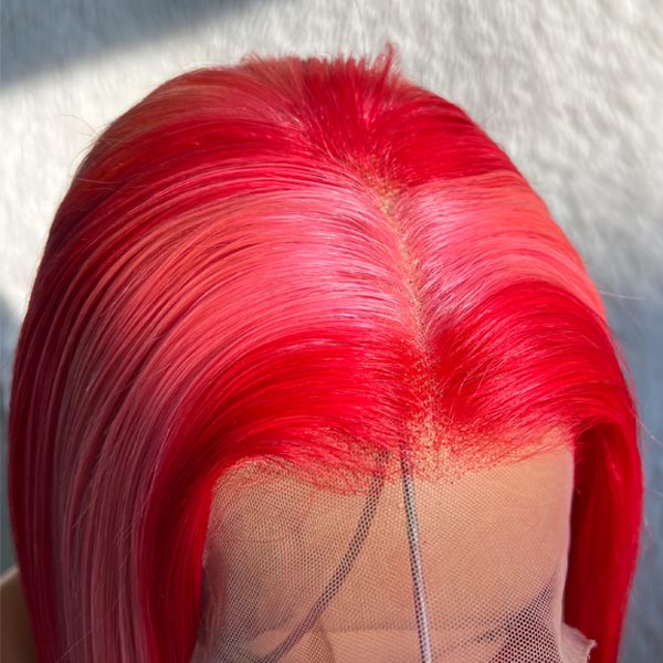 Pink Highlight Straight Hair Pull Go 13x4 Transparent Lace Frontal Wigs Human Hair