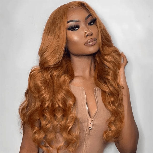 30# Brown 13x4 Body Wave Lace Wigs Pre-plucked Colored Human Hair Lace Front Wigs