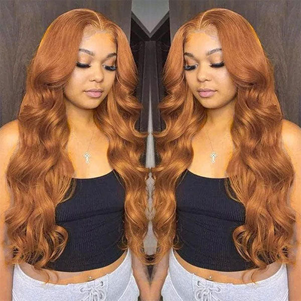 30# Brown 13x4 Body Wave Lace Wigs Pre-plucked Colored Human Hair Lace Front Wigs