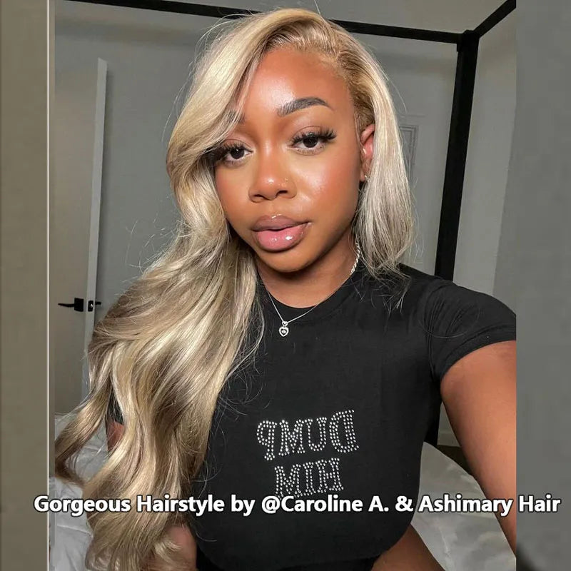 Customized Blonde Balayage on Brown Hair Transparent 13x4 &13x6 Full Lace Frontal Wig Ashimary Hair
