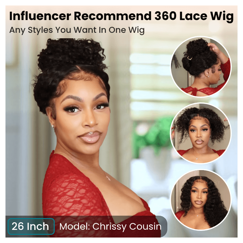 Water Wave Invisi Strap Snug Fit 360 Transparent Lace Frontal Bleached Knots Pre Cut Lace Wig