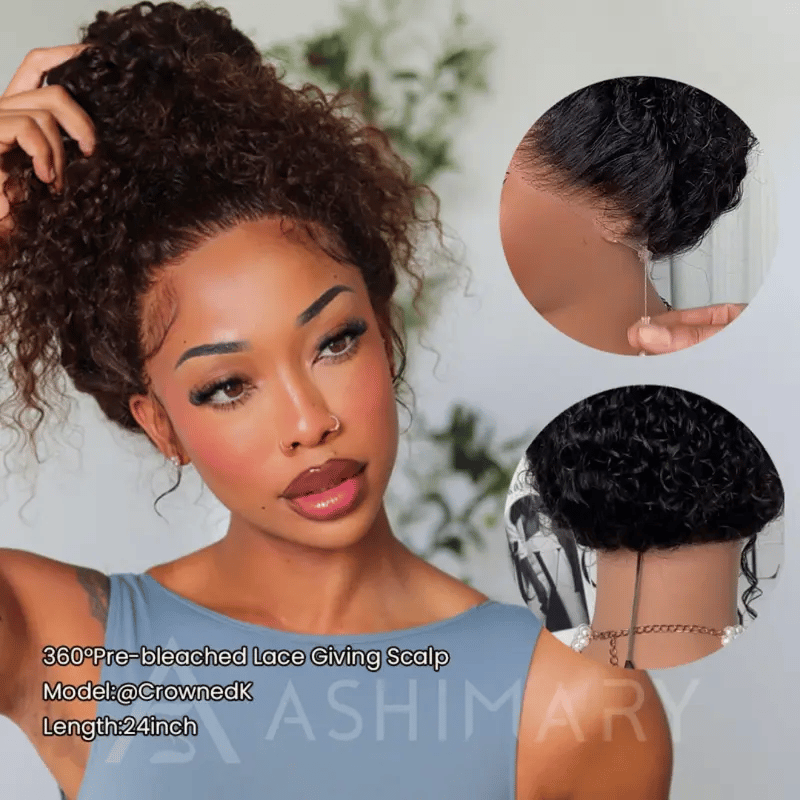 Chocolate Brown Water Wave Invisi Strap Snug Fit 360 Melting Lace Frontal Bleached Knots Glueless Lace Wig