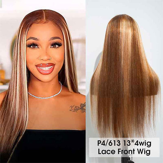 Customized P4/613 Highlight Wig 13X4 Transparent Lace Front Wigs Ashimary Human Hair