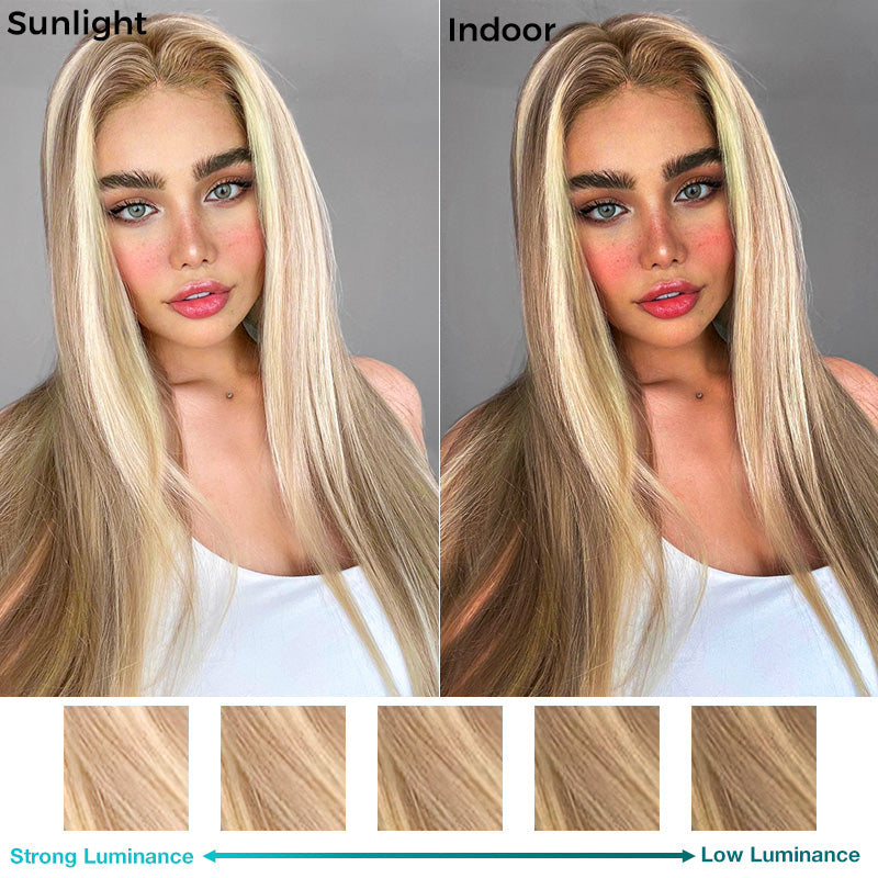 Customized Blonde Balayage on Brown Hair Transparent 13x4 &13x6 Full Lace Frontal Wig Ashimary Hair
