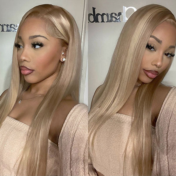 Customized Peachy Champagne with Blonde Highlight 13x6 Full Transparent HD Lace Front Wigs