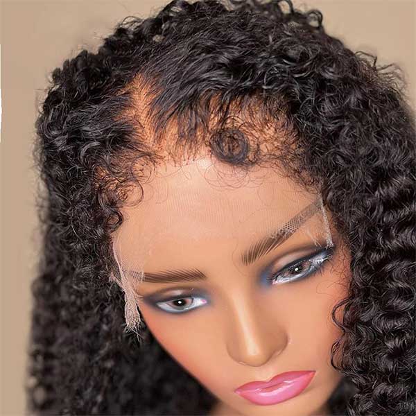 Ashimary 4C Kinky Edges Hairline HD Lace Front Deep Wave Wigs