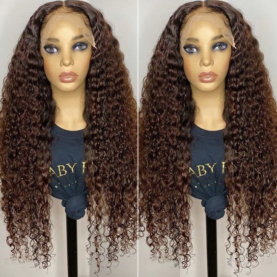 #4 Dark Brown Wig Deep Wave Lace Front Wigs Pre-plucked Human Hair Luxurious Customization