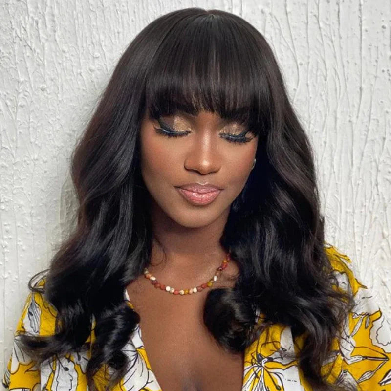 $89 for 20" Throw on & Go Body Wave Wig with Bangs Cost-effective Wig 10A Human Hair