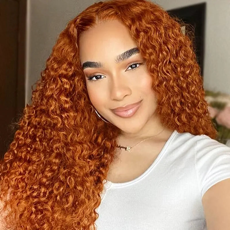 Water Wave Ginger Color Lace Wig 13x4/13x6 Lace frontal Wigs 180% 250% Density Lace Front Wigs Ashimary Hair