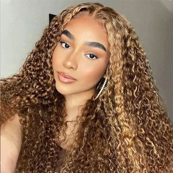 Boho-Chic Ready to Wear Breathable Highlight Water Wave 100% Glueless Wig Human Hair with Pre Cut Lace & Plucked Hairline & Bleached Knots