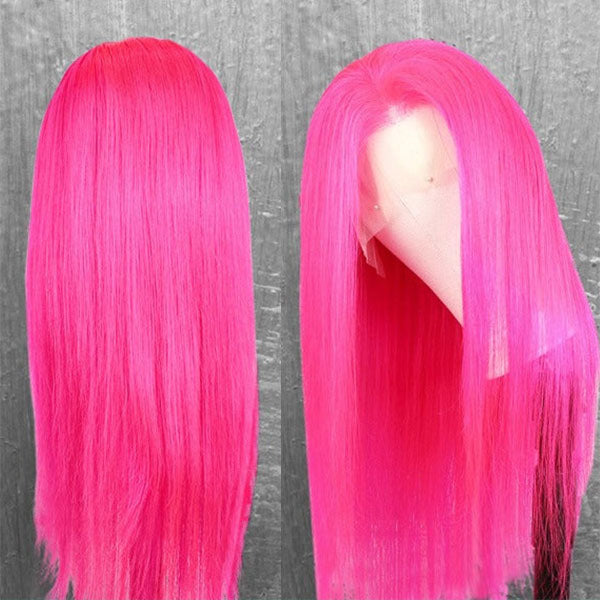 Ashimary Hot Pink straight hair 13x4/13x6 HD Transparent Lace Frontal Wig