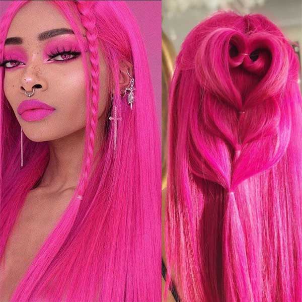 Ashimary Hot Pink straight hair 13x4/13x6 HD Transparent Lace Frontal Wig
