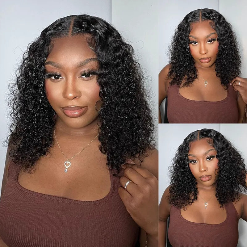 Pixie Jerry Curl Wig Black Bob Wig 10A Brazilian Human Hair