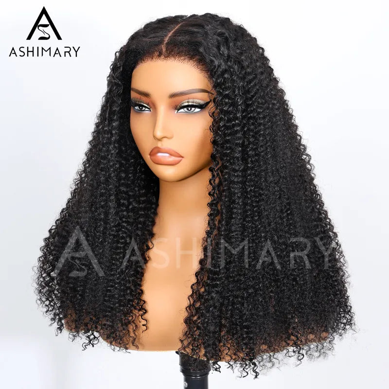 3C Newborn Hairline Curly Edge Kinky Curly Wig 6x4.5 Lace Closure Natural Hairline Blend Away