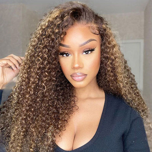 Boho-Chic Ready to Wear Breathable Highlight Water Wave 100% Glueless Wig Human Hair with Pre Cut Lace & Plucked Hairline & Bleached Knots